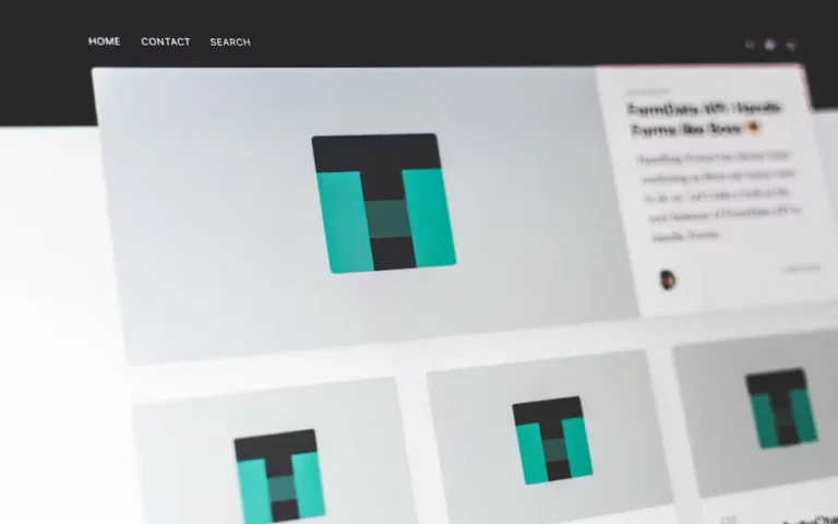 Pantalla de una web con un listado de artículos en tarjetas, vista en perspectiva